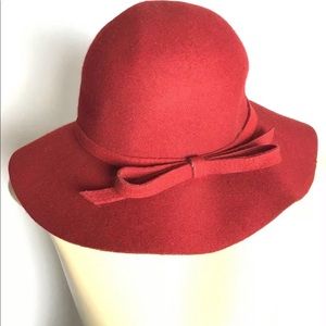 Womens Fedora Hat Wool Red One Size